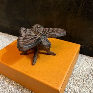 Rustic cast iron butterfly figurine table decor paper weight